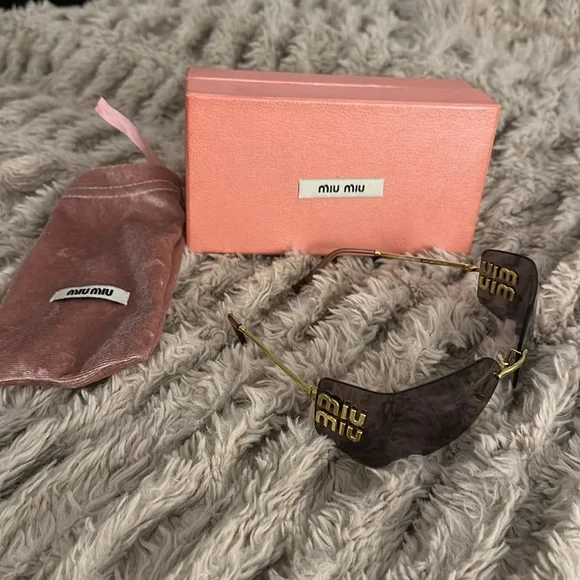 Miu Miu Gold and Brown Sunglasses